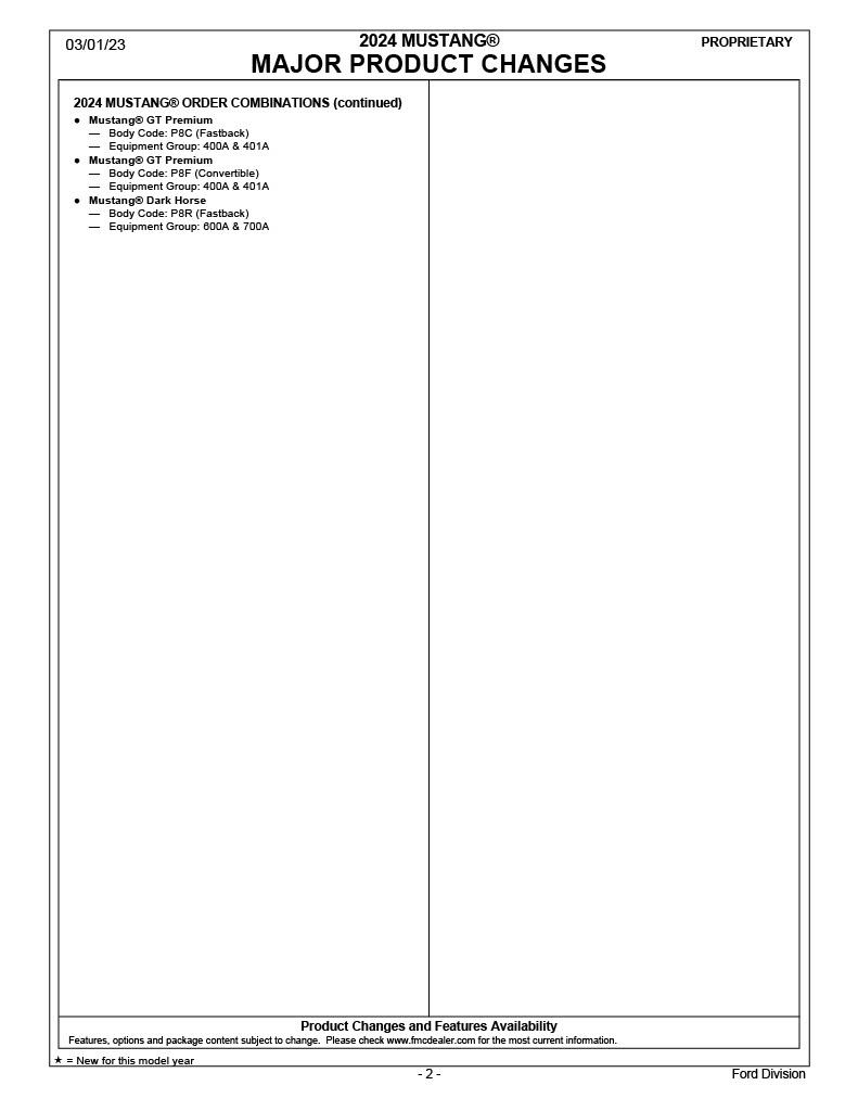 2024 S650 Ford Mustang Order Guide - page2